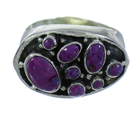 Southwestern Genuine Sterling Silver Magenta Turquoise Ring Size 6-3/4 QX68842