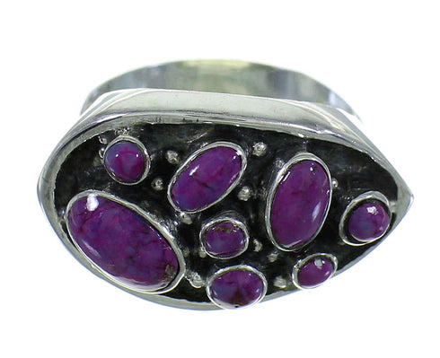 Genuine Sterling Silver Southwestern Magenta Turquoise Ring Size 8 QX68863