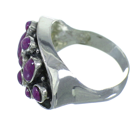 Authentic Sterling Silver Southwestern Magenta Turquoise Ring Size 7-1/2 QX68859