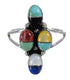 Southwestern Multicolor Silver Ring Size 7-3/4 YX70925