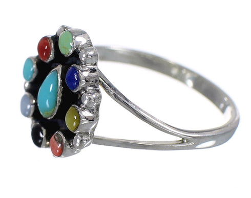 Sterling Silver And Multicolor Southwestern Ring Size 8-1/4 YX70939
