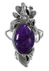 Southwest Magenta Turquoise And Silver Flower Ring Size 5-3/4 YX79507