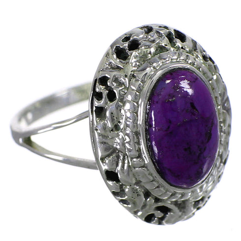 Southwest Magenta Turquoise Sterling Silver Ring Size 7-1/2 YX79544