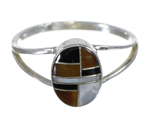 Silver And Multicolor Inlay Southwestern Ring Size 6-1/2 YX73856