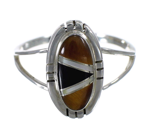 Southwestern Multicolor Silver Ring Size 8-1/2 YX73659