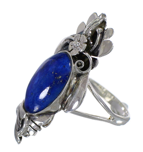 Southwest Lapis Sterling Silver Flower Ring Size 6 AX80181