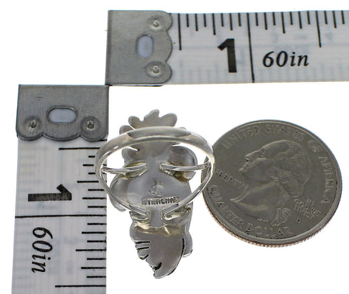 Lapis Southwestern Silver Flower Ring Size 6-1/2 AX80200