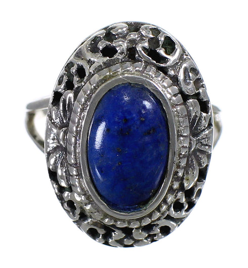 Authentic Sterling Silver Lapis Jewelry Ring Size 6-3/4 AX80228