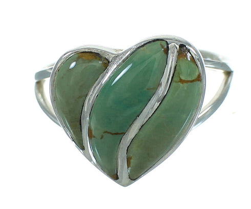 Silver And Turquoise Heart Southwest Ring Size 5-3/4 YX69576