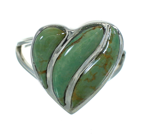 Turquoise And Sterling Silver Heart Southwestern Ring Size 5-1/4 YX69592
