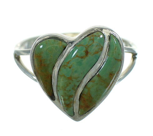 Southwest Turquoise And Sterling Silver Heart Ring Size 8-1/4 YX69599