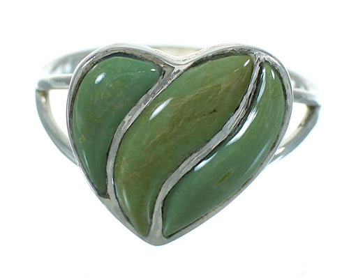 Southwest Turquoise And Genuine Sterling Silver Heart Ring Size 4-3/4 YX69602