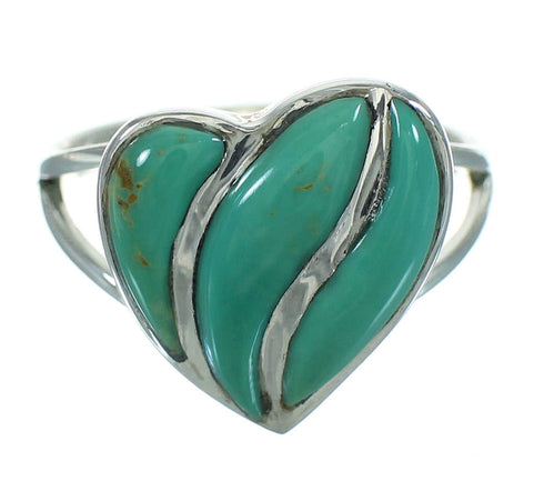 Southwestern Turquoise And Silver Heart Ring Size 5-3/4 YX69609