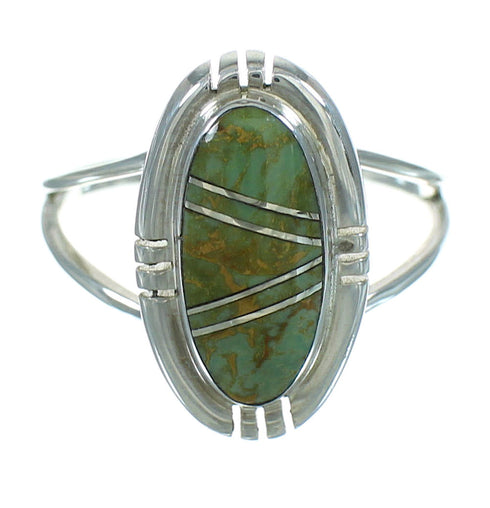 Turquoise Inlay And Silver Southwest Ring Size 4-3/4 YX69629