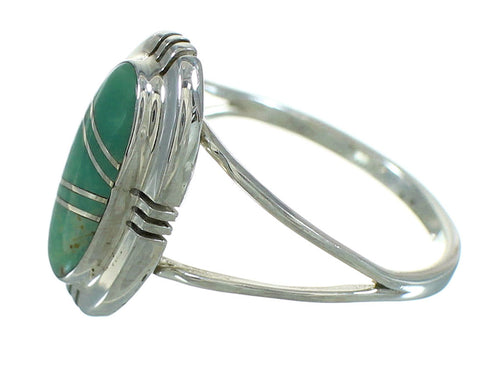 Turquoise Inlay And Authentic Sterling Silver Southwest Ring Size 5-3/4 YX69640