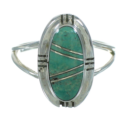 Southwest Sterling Silver And Turquoise Inlay Ring Size 5-1/4 YX69660