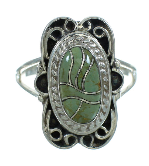 Sterling Silver And Turquoise Inlay Southwestern Jewelry Ring Size 6-1/2 YX69693