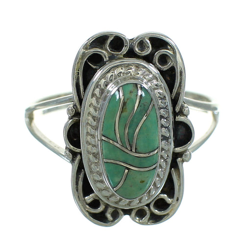 Turquoise And Genuine Sterling Silver Southwestern Jewelry Ring Size 7-1/4 YX69703