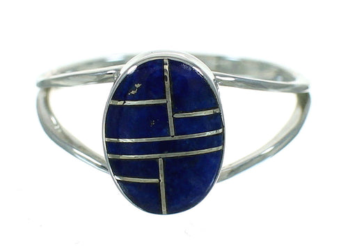Southwestern Lapis Sterling Silver Jewelry Ring Size 6-3/4 AX74005