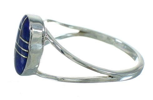 Southwestern Lapis Sterling Silver Jewelry Ring Size 6-3/4 AX74005