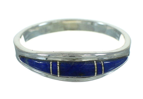 Genuine Sterling Silver Southwestern Lapis Inlay Ring Size 7-3/4 AX74022