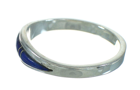 Southwest Sterling Silver Lapis Inlay Ring Size 6-1/4 AX74026