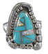 Opal Turquoise Silver Southwestern Flower Ring Size 6-1/2 YX83199