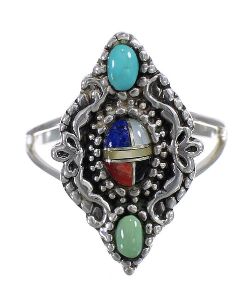 Multicolor Southwest Sterling Silver Ring Size 8-1/4 WX70979