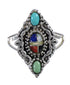 Southwest Sterling Silver And Multicolor Ring Size 6-3/4 WX70966