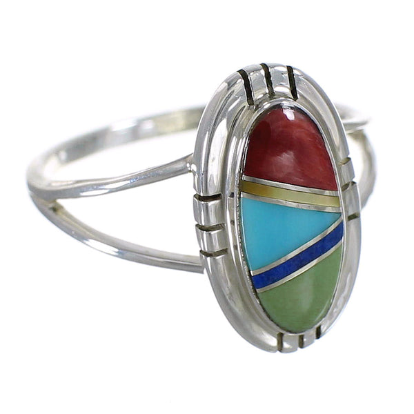 Southwestern Multicolor Genuine Sterling Silver Ring Size 4-3/4 WX75050