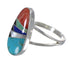 Multicolor Inlay And Sterling Silver Southwest Ring Size 7-1/4 WX75086