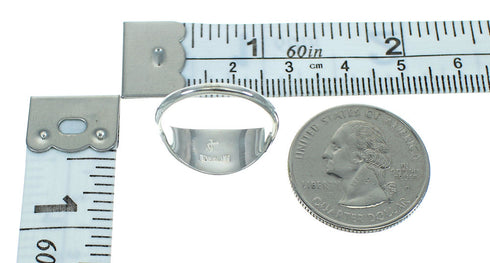 Southwestern Turquoise Inlay Silver Ring Size 5-3/4 AX80760