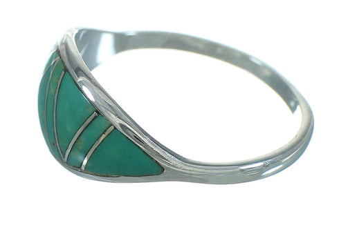 Turquoise Inlay Sterling Silver Jewelry Southwest Ring Size 6-1/2 AX80822