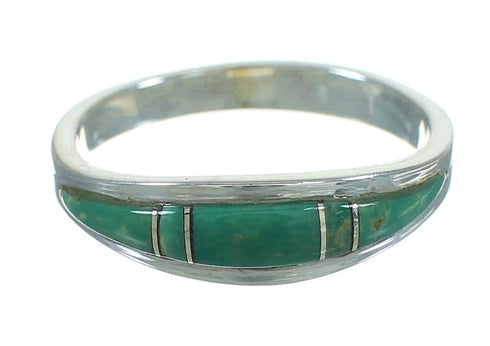 Silver Southwest Turquoise Inlay Jewelry Ring Size 7-1/2 AX80900
