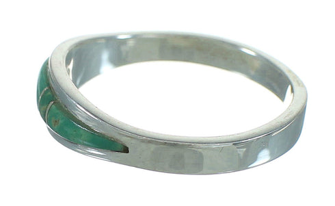 Silver Southwest Turquoise Inlay Jewelry Ring Size 7-1/2 AX80900