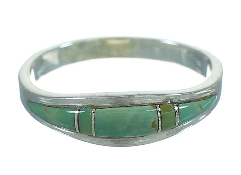 Southwest Sterling Silver Turquoise Inlay Ring Size 4-1/2 AX80909