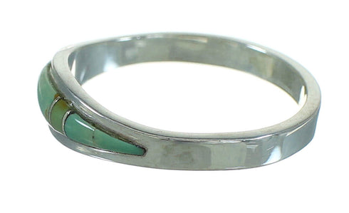 Southwest Sterling Silver Turquoise Inlay Ring Size 4-1/2 AX80909