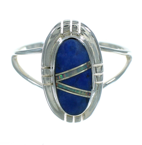 Silver Southwestern Lapis Opal Ring Size 4-1/2 QX83243