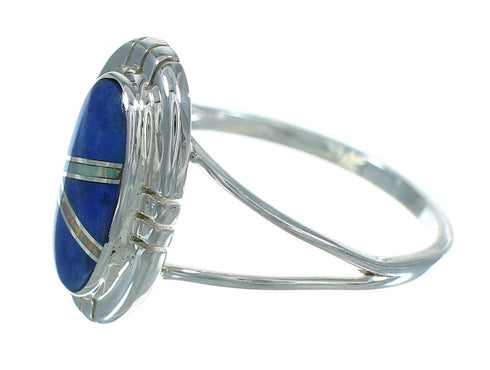 Silver Southwestern Lapis Opal Ring Size 4-1/2 QX83243