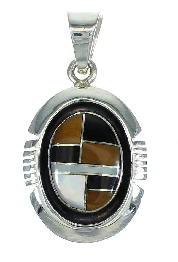 Genuine Sterling Silver Multicolor Inlay Southwest Pendant YX67457