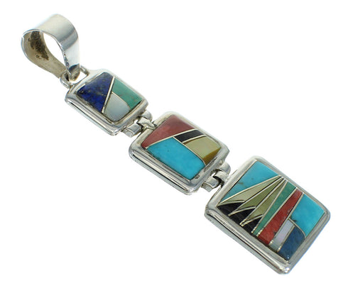 Multicolor Inlay And Genuine Sterling Silver Southwest Pendant YX67482