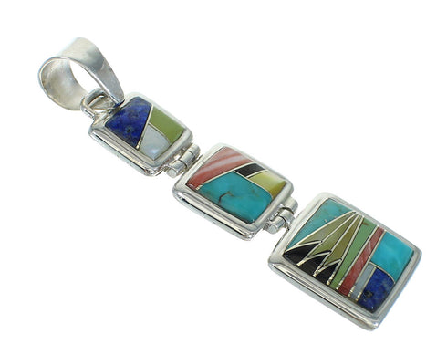 Multicolor Inlay And Sterling Silver Southwestern Pendant YX67485