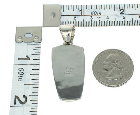 Genuine Sterling Silver And Multicolor Inlay Southwestern Slide Pendant YX67499