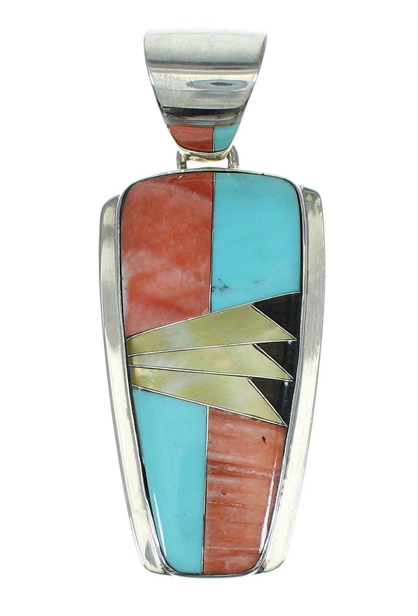 Sterling Silver And Multicolor Inlay Southwest Slide Pendant YX67503