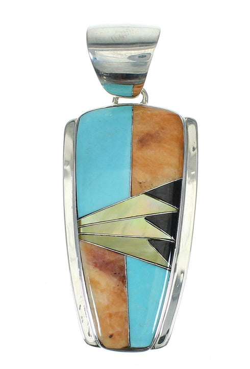 Sterling Silver And Multicolor Inlay Southwest Pendant YX67507