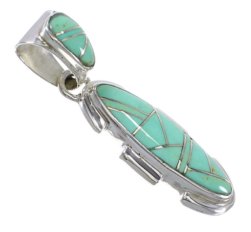Turquoise Southwestern Silver Pendant QX78980