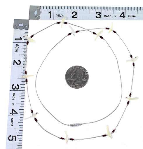 Liquid Silver Mother Of Pearl And Jasper Fetish Bird Necklace WX69173