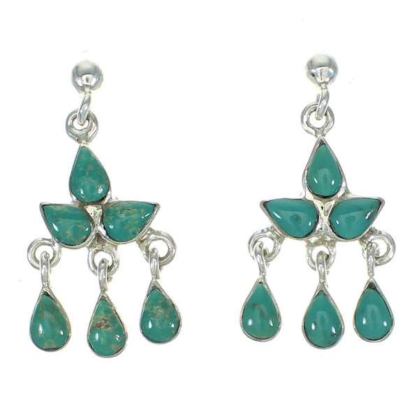 Turquoise Silver Post Dangle Earrings AX71516