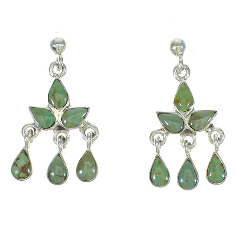 Southwestern Turquoise Silver Post Dangle Earrings AX71518