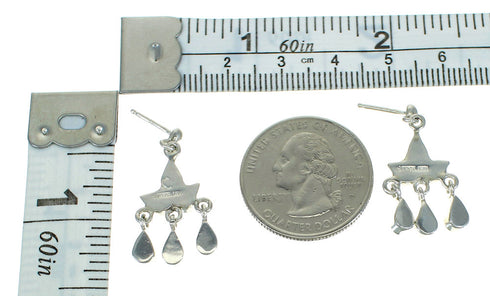 Southwest Turquoise Sterling Silver Jewelry Post Dangle Earrings AX71521